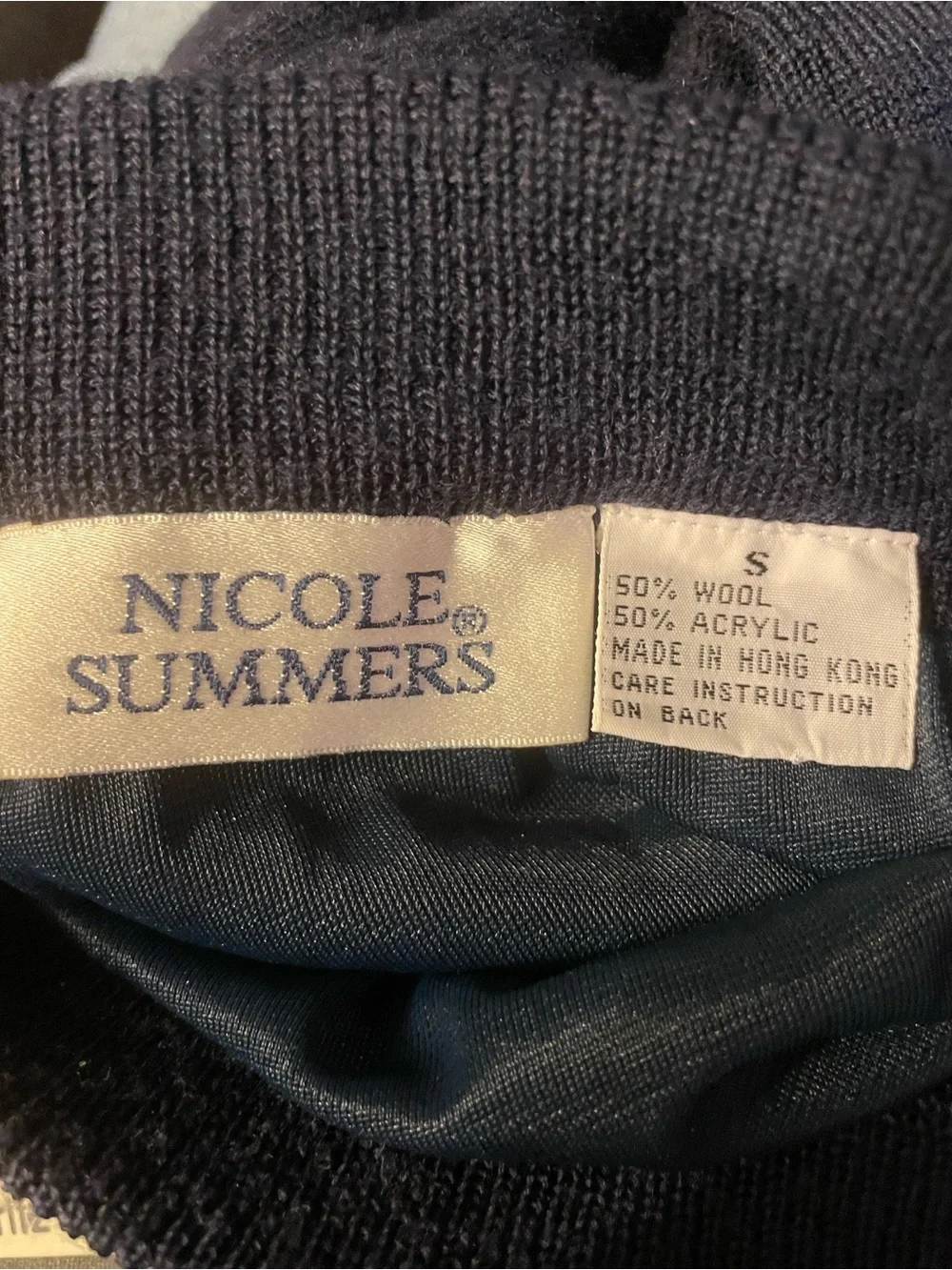 Nicole Summers Wool Blend Knit Ankle Skirt Sz Small Navy‎